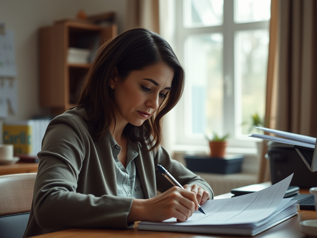 adult woman filling out medicaid waiver paperwork for home care services